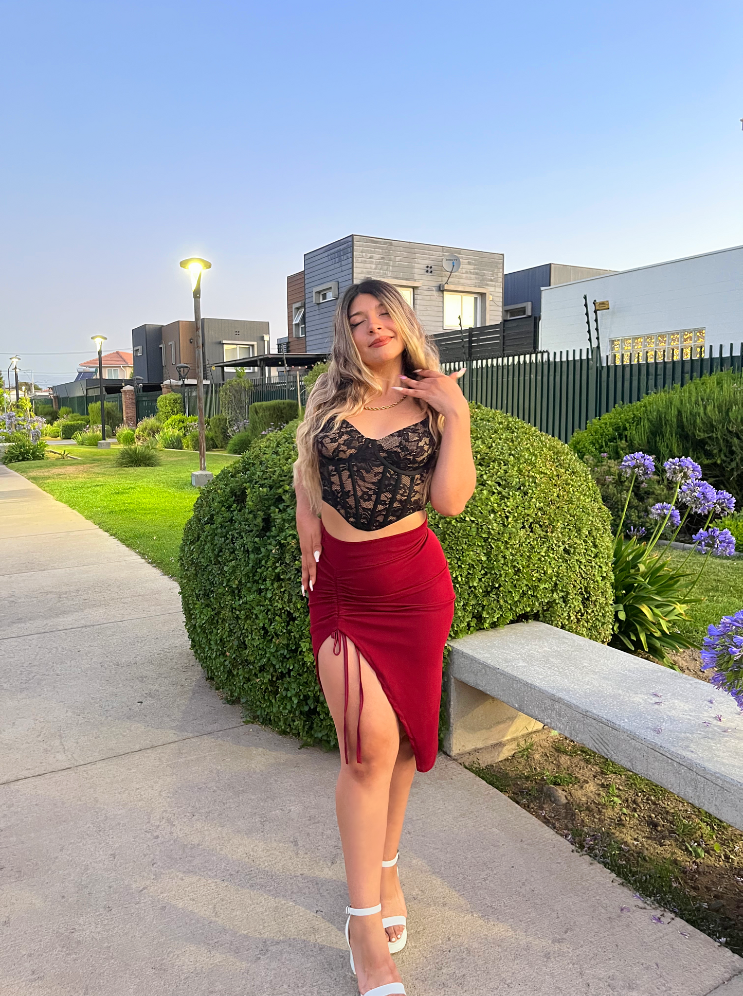 Falda Midi Burdeo
