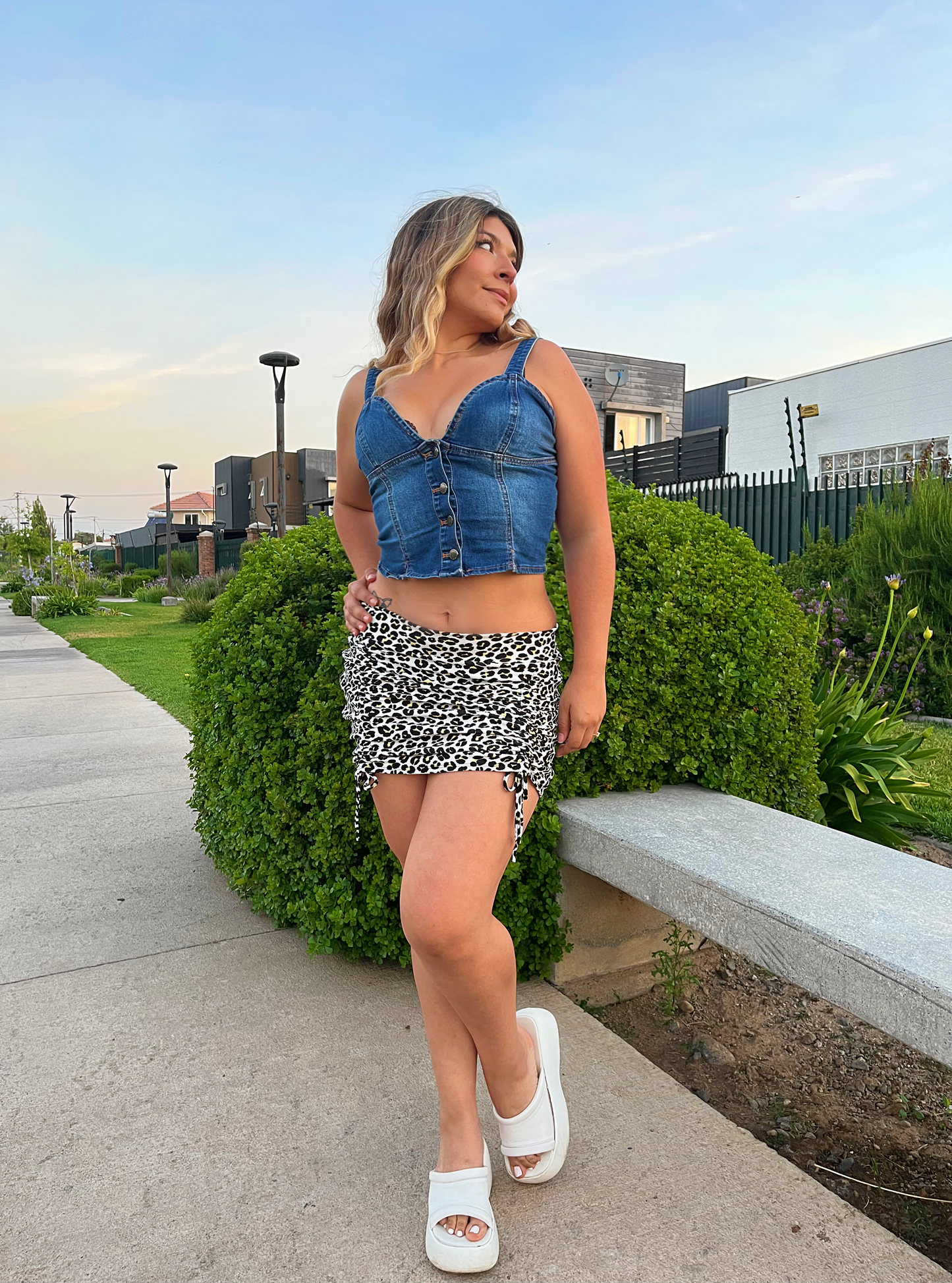 Falda RIB Print Blanco