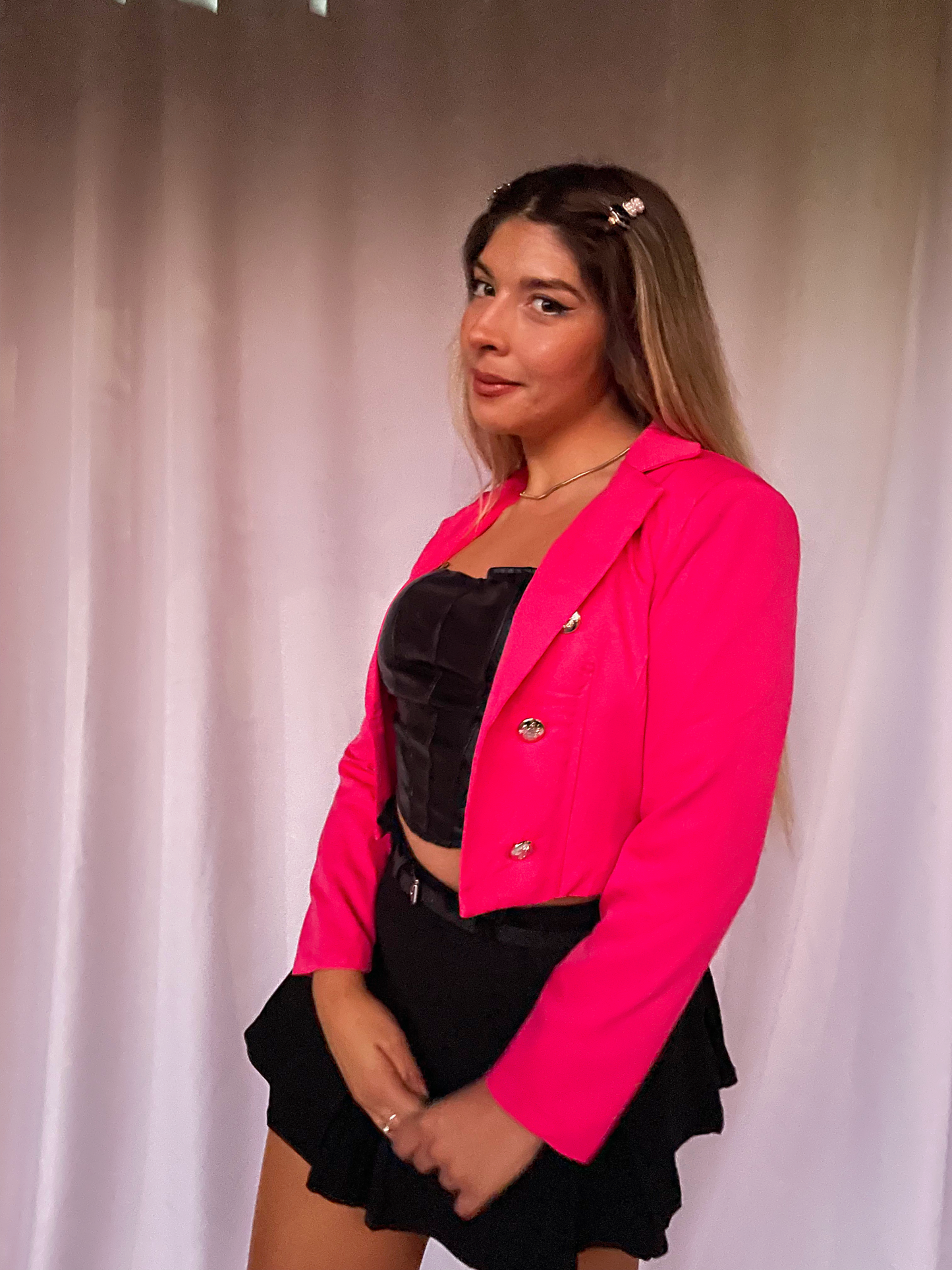 Mini Blazer Crop Fucsia