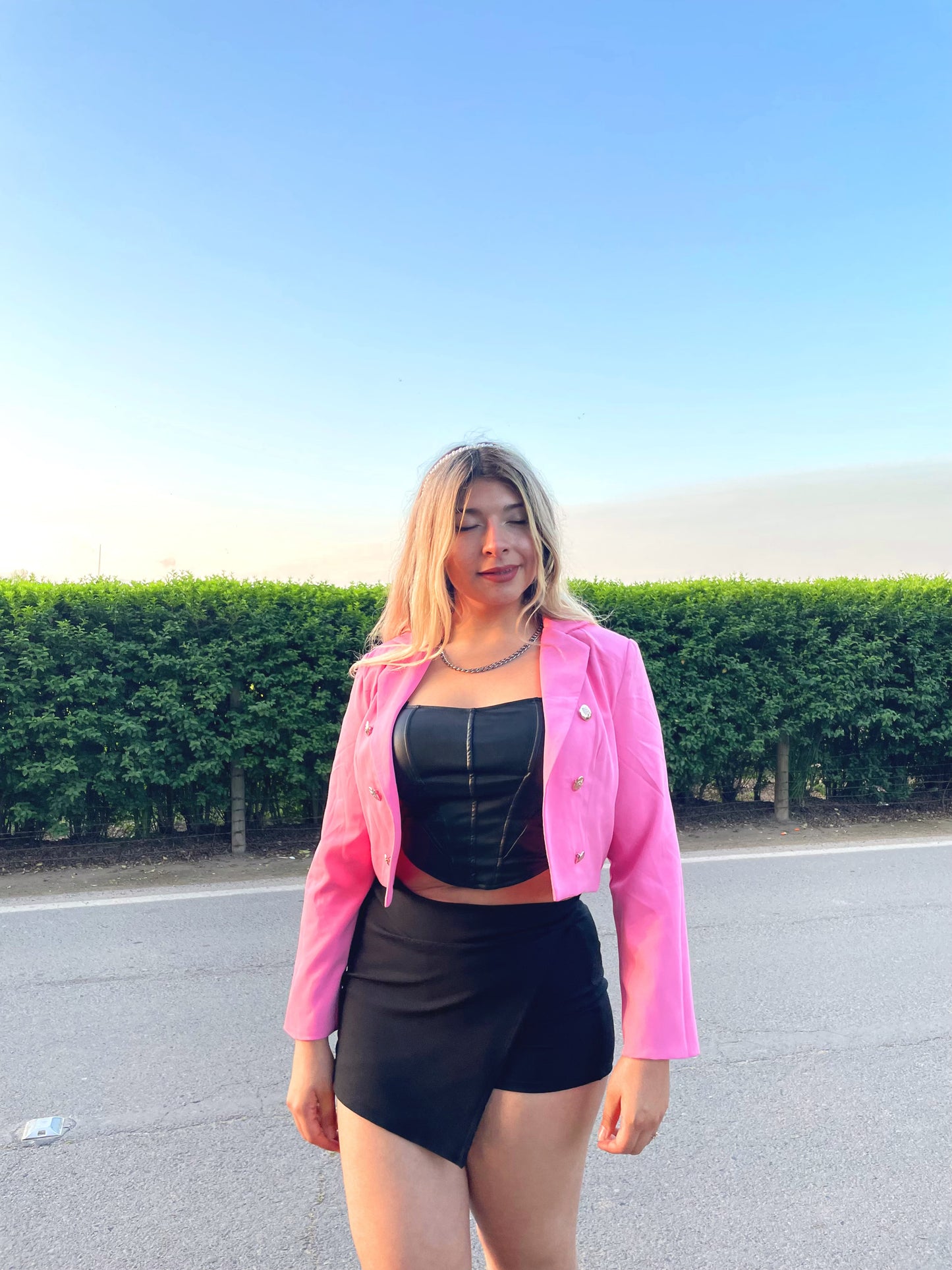 Mini Blazer Crop Rosado