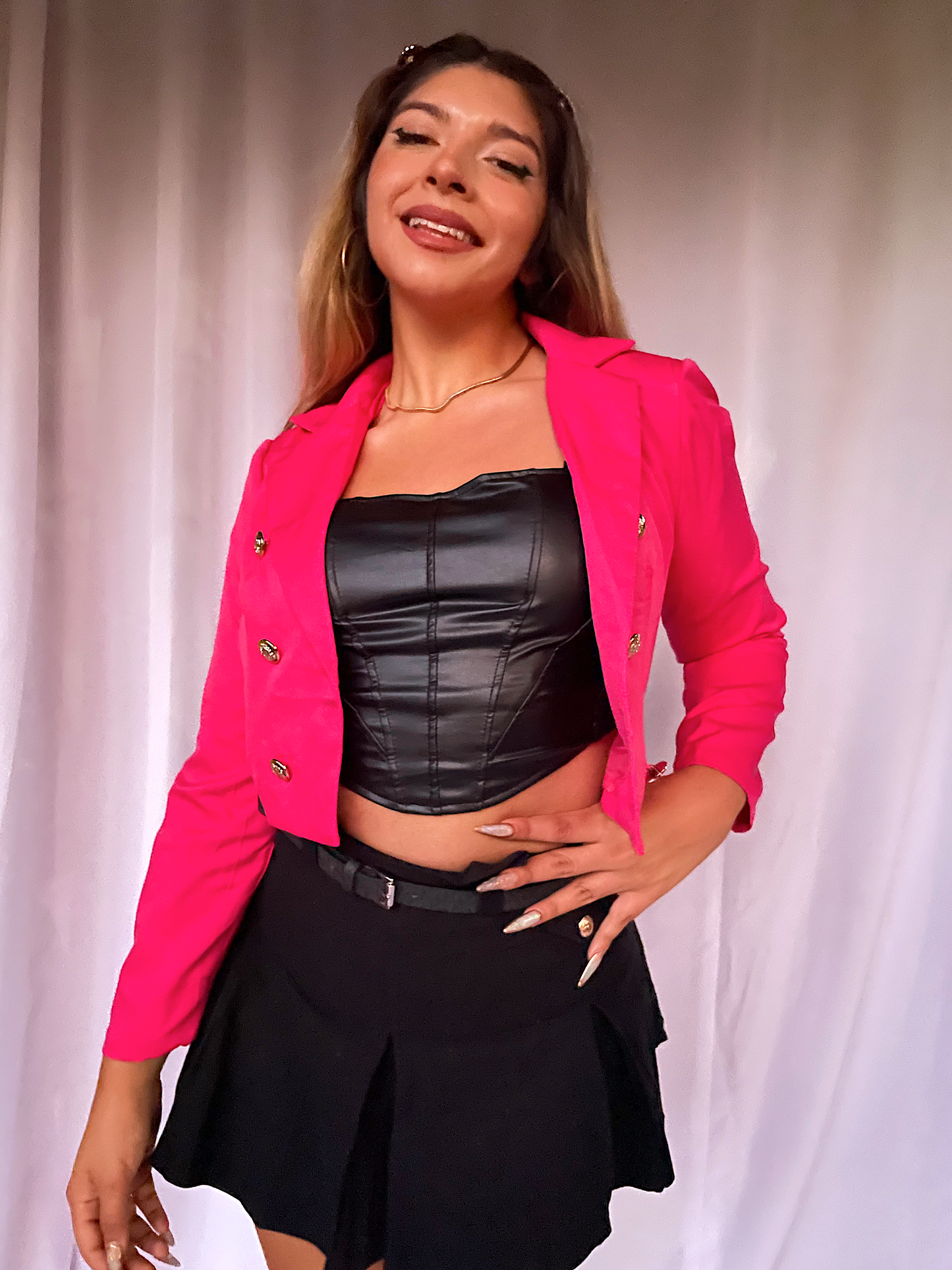 Mini Blazer Crop Fucsia