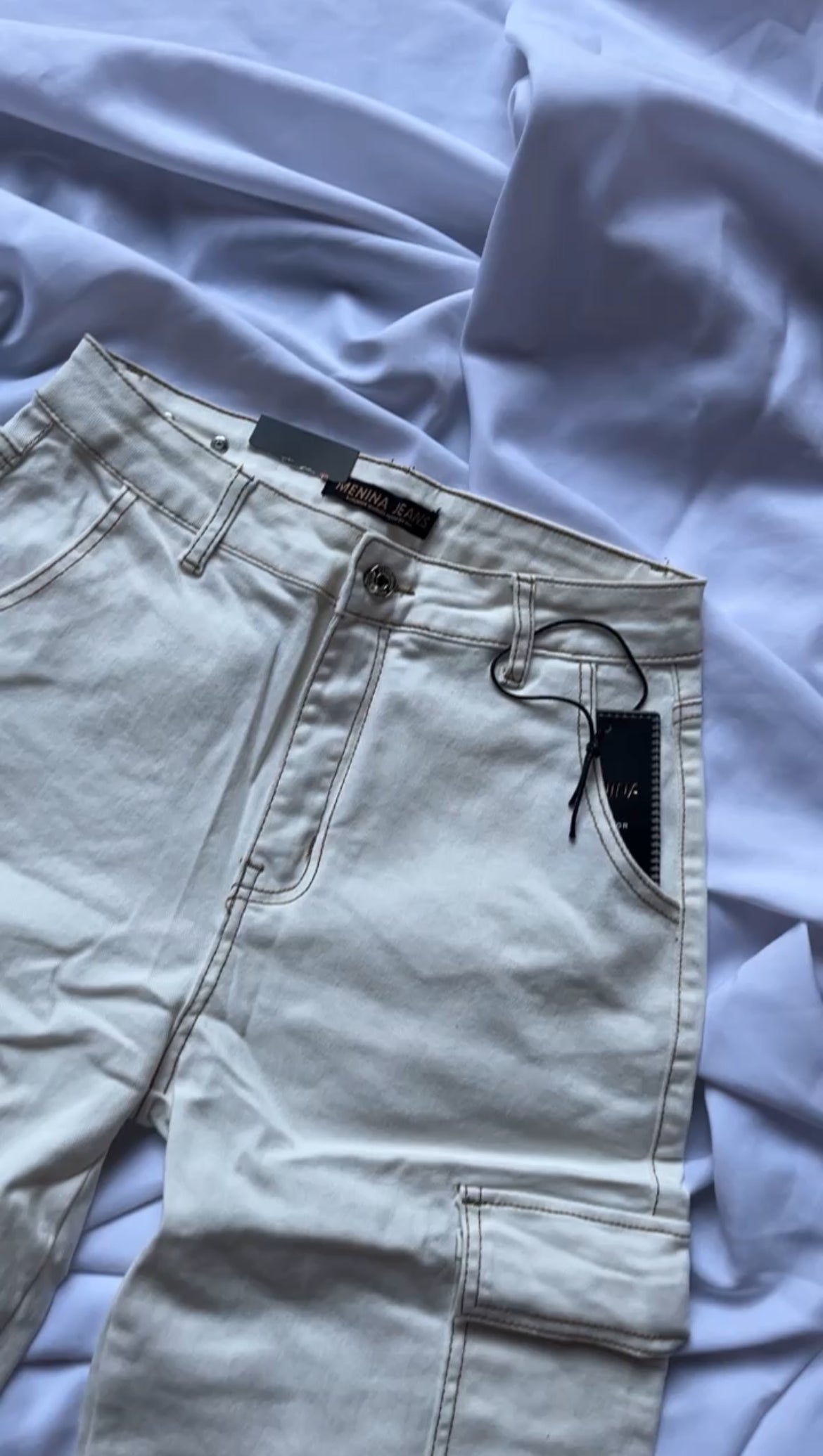Jeans Cargo Blanco