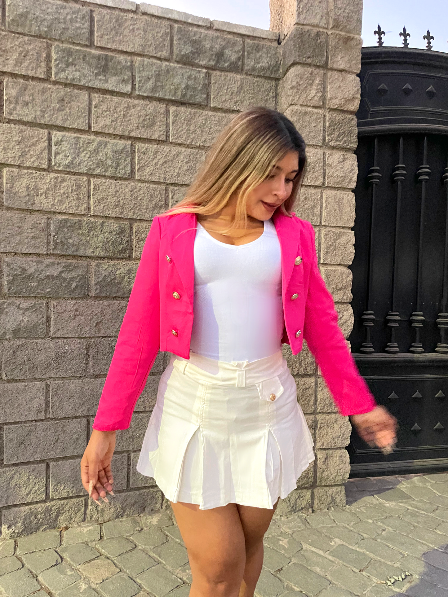 Mini Blazer Crop Fucsia
