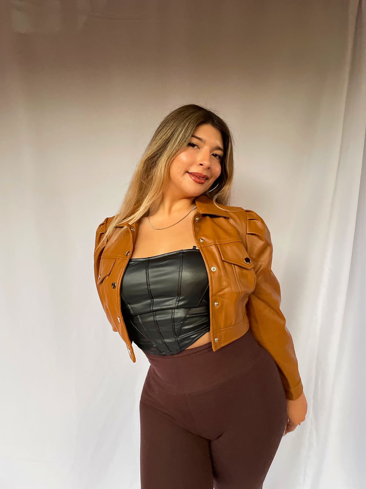 Chaqueta Princess Eco Cuero Café