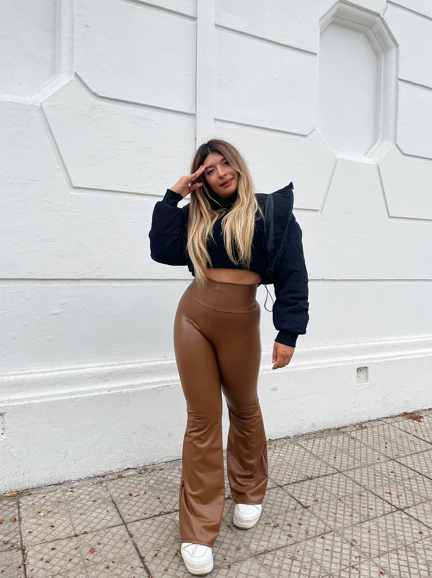Flare Pants Eco Cuero Café