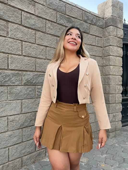 Mini Blazer Crop Café Claro